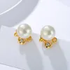 Stud Viennois Korean Pearl Earrings For Women Silver Color Crystal Clear CZ Statement Wedding Jewelry Fashion Moni22