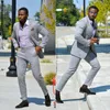 Мужские костюмы Blazers Vintage Grey Plaid Men Men Scuxedos One Button Notched Laple 2 штуки Blazer Custom Made Smart Casual Wedding Wedding Setmen '