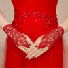 Rękawiczki ślubne koronkowe palec serdeczny długość nadgarstka Biała czerwona i kości słoniowej Akcesoria ślubne