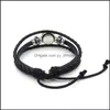 Bedelarmbanden sieraden 12 sterrenbeeld met glazen cabochon dierenriem borden Weegschaal capricok echt lederen armband bangle voor mannen vrouwen cadeau