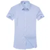 Men's Casual Dress Short Sleeved Shirt Summer White Blue Pink Black Male Regular Fit Men Social s 4XL 5XL 6XL 7XL 8XL 220322