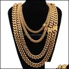 Catene Collane Pendenti Gioielli 8 Mm / 10 Mm / 12 Mm / 14 Mm Acciaio inossidabile 316L Lucido Miami Cuban Link Collana Uomo Punk Curb Chain Butt