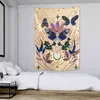 Tapeçaria de cogumelo de borboleta colorido hippie colorido hippie psicodélico bruxaria simples decoração de parede decoração J220804