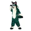 Hoogwaardige groene Husky Dog Mascot Costume Halloween Christmas Cartoon Character Outfits Pak Advertising folders Kleding