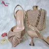 Pretty Italian Women Wine Color Shoes and Bag Set With Crystal Spring Autumn High Quality Lady for Party 220516