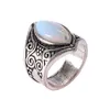 Vintage Tibetan Big Healing Crystal Rings For Women Boho Antique Indian Moonstone Finger Ring Fine Jewelry Girls Ladies Gift