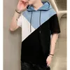 Men's T-Shirts Summer Hooded T-shirt Men Fashion Trend Cotton Clothes Splicing Short Sleeve Round Neck Personality Original Design Loose Tsh