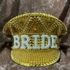 Berets Women Gold Sequin Burning Bride Military Hat Luxury Bridal Captain Sergeant Rhinestone Festival Birthday Part HatBerets6191996