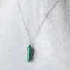 WOJIAER Natuursteen Kettingen Hangers Wire Wrap Bullet Zeshoekige Reiki Healing Echte Ruwe Kristal Kralen Gem Sieraden BO946