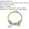 Opening stainls titanium steel bracelet gold pink gradual change butterfly pendant pearl Korean beauul girl accsori30248881574253