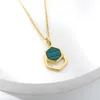 Pendant Necklaces Hexagonal Green Texture Malachite For Women Stainless Steel Gold Chain Charm Necklace 2023 Fashion Jewelry Bff