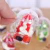 Giocattolo di decompressione Simpatico modello di tazza di gelato simulato in PVC Mini bambola di cibo Giocattoli da cucina Regalo di compleanno per bambini 6 colori usati come ciondolo