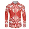 Men's Dress Shirts Samoan Tribal Tattoos Print Long Sleeve Shirt Men 6XL Plus Size Polynesian For Wedding Party Mens ShirtsMen's Vere22