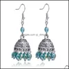 Dangle Lustre Boucles D'oreilles Bijoux Sier Drop Pour Femmes Fille Style National Antique Sculpté Cristal Gland De Mode En Gros - 0824Wh Delive