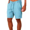 Men s casual mode vlas hoge kwaliteit shorts linnen vaste kleur korte broek mannelijk zomerstrand ademende 220715