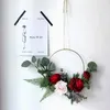 Dekorative Blumenkränze, künstlicher Kranz, Rosenblume, gefälschter Stoffreifen, zum Aufhängen, für Zuhause, Hochzeit, Blumenornament, dekorativ