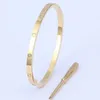 con scatola 4mm sottili bracciali firmati in argento Braccialetti per donna Uomo Acciaio al titanio Braccialetti con cacciavite in oro Bracciale 16-19cm