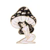 Fashion character pattern Gold Plated Enamel Pins Creative mushroom Girl Brooches 5pcs Set Paint Brooch for Women Denim Shirt Bad4579265