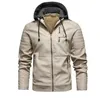 Giacca in pelle da uomo con cappuccio Autunno Inverno in pile Moto PU Bomber da uomo Casual caldo cappotto in ecopelle Mens Streetwear