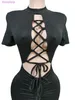 New Short Sleeved Hollow Out Dress Sexy Bandage Exposed Navel Slim Fit Hip Wrap Dresses One Step Skirt