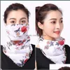 Women Scarf Face Mask 38 Styles Silk Chiffon Handkerchief Outdoor Windproof Half Dust-Proof Sunshade Masks Ljjo7663 Drop Delivery 2021 Desig