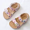 Musim Panas Gadis Sandal Printing Pu Kulit Gabus Terbuka Toe Slide Flat dengan Kecil Sepatu untuk Sekolah 212 Tahun Balita 220611