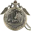 Pocket horloges Bronze Wolf Antique Quartz Watch Charm Leaf Pendant Accessory Clock met Chain7253177