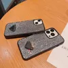 Designer P -Dreieck -Telefonhüllen Bling -Strass -Shell für iPhone 13 13pro 12 12pro 11pro x xs max 8 7 Kristall Glitter Handy Hülle Hülle Cover