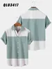 2021 Mäns korta ärm Lapel -skjorta stor storlek Randig enkel 3 3D -tryckning av herrskjorta med fickor G220511