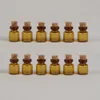 100 Stück 13 x 18 x 6 mm braune Glasflaschen mit Korken zum Selbermachen, 1 ml, leer, dekorativ, niedliche Mini-Gläser