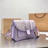 Fashion Ladies Designer Cross Body Bag Taro Purple Flap Shoulder Handbag Large Capacity Original Cloth Messenger Bag Letter Print Contrast Color