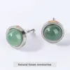 Handmade Lovely 10mm Natural Stone Stud Earrings Stainless Steel Earrings Tiger Eyes Agate Women Jewelry OL style