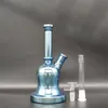 8.9 inç açık mavi kalın cam metalik bong tütün sigara su borusu nargile beher