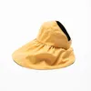 Wide Brim Hats Summer Sun Protection Hat For Women Cap Ladies Beach Visor Girl Holiday UV Empty Top Fold