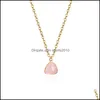 Konst och hantverk Natural Stone Pendant Crystal Necklace Triangle Amethyst Rose Quartz Chakra Healing Jewelry for Women Drop Sports2010 DH3LO