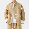 2022 Spring Novo estilo chinês Kongfu Jaqueta masculina Botão de fechamento de sapos Jackets de algodão macho cardigan solto Cardigan Coats S-3xl L220706