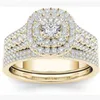 Mifeiya luxe bruiloft verlovingsliefhebber s ring set bling iced geometrisch aaa kubiek zirkoon kristal voor paar vrouwen mannen 220719