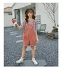 Clothing Sets Kids Girls Summer Clothes Set Fashion Big Cotton Stripe Shirt And Suspender Pants Children Casual Two Piece Set, #0042