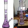 Copo de vidro grosso Bong Cachimbos de água em espiral roxo Bubbler Rigs difusos a jusante Tubos de água Condensador de bobina azul Percolador Shisha para fumar com junta de 14 mm