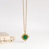 Ketens vintage uniek design roestvrijstalen groene stenen ketting voor vrouwen goede kwaliteit link ketting waterdichte juweliersgraden godl22