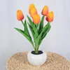 Lampade da tavolo Lampada a tulipano a LED Luce notturna Decorazione d'interni Simulazione Vaso di fiori Atmosfera Regalo Pianta in vasoTavolo