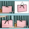 Pakowanie torby biurowe Business Business Industrial Creatial Store Paper Bag Bow Torebka Pink Gift CU DHI6F