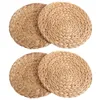 4PC Natural Water Gourd Woven Placemat Round Rattan Table Mat Pad Green Tropical Wedding 220610