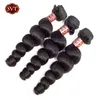 SVT Brazilian Hair Weave Bundles With Lace Closure Loose Wave Non-Remy Human 3 220609