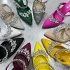 Designers Crystal pantoufles sandales 22ss satin Chaussures habillées ornées Sandales à talons pour femmes talon chaussure de mariage Soirée Slingback sangle sandale pantoufle