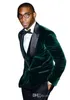 Burgundy yeşil kadife düğün smokinleri bordo ince fit blazers resmi sağdıç takımları siyah şal yaka kıyafetleri erkekler için damat smokin