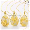 Pendant Necklaces Creative Gold Plated Lotus Hetian Jade Jasper Inlaid Inheritance Fish Magpie Bird Pe Yummyshop Dhybq