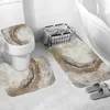 Marmor weißer Duschvorhang Set mit Nicht -Teppich -Badematte Teppich moderner Badezimmer Vorhänge Toilettendeckel Home Dekoration 2205055071836