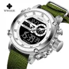 Relogio Masculino WWOOR 8882 Double Movement Men Dual Display Wrist Watch Waterproof Military Nylon Digital Quartz Sport Watch