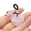 Pendant Necklaces Rose Quartz Agate Opal Heart Keychain Natural Stone Jewelry Making Key Chain Handbag Purse Household Charm Gift OrnamentPe